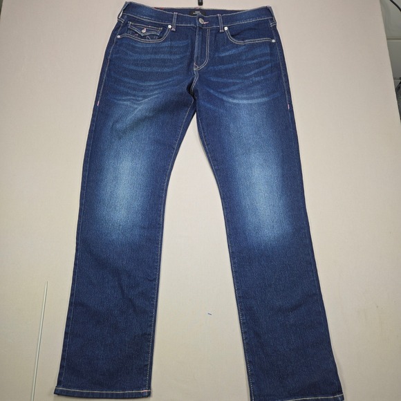 True Religion Ricky Relaxed Straight Dark Wash Denim Jeans Men Size 34 - Picture 1 of 11